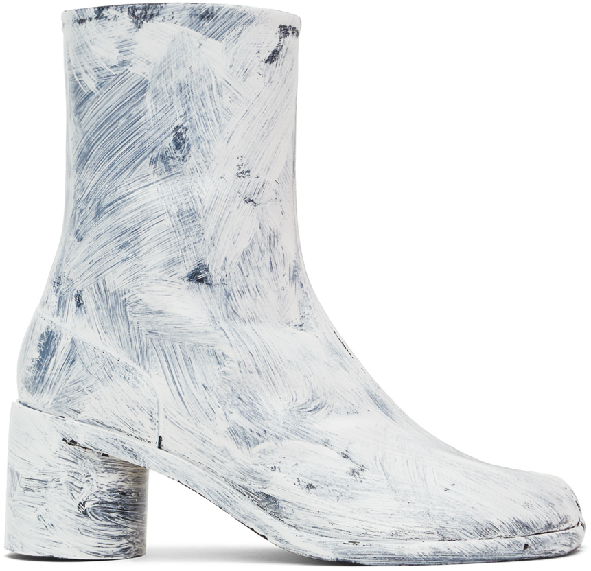 Shop Maison Margiela White Tabi Bianchetto Boots In H8680 Black/glossy W