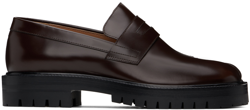 Shop Maison Margiela Brown Tabi Loafers In T2264 Chic Brown