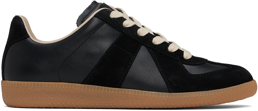 Shop Maison Margiela Black Replica Sneakers In H6851 Black/black