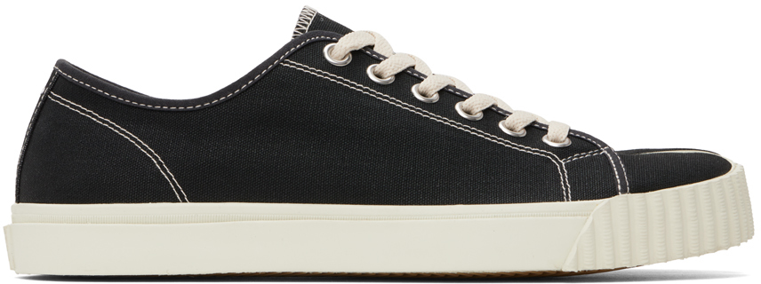 Shop Maison Margiela Black Tabi Sneakers In H0958 Black/white