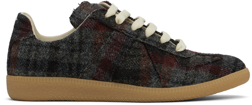 Shop Maison Margiela Gray & Burgundy Recicla Replica Sneakers In Ha502