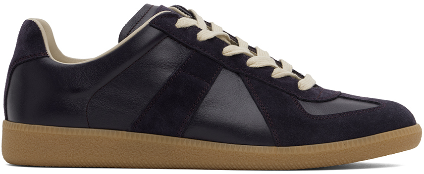 Shop Maison Margiela Navy Replica Sneakers In T5153 Aubergine