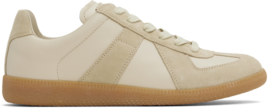 Shop Maison Margiela Beige Replica Sneakers In Ha169 Lamb/papyrus