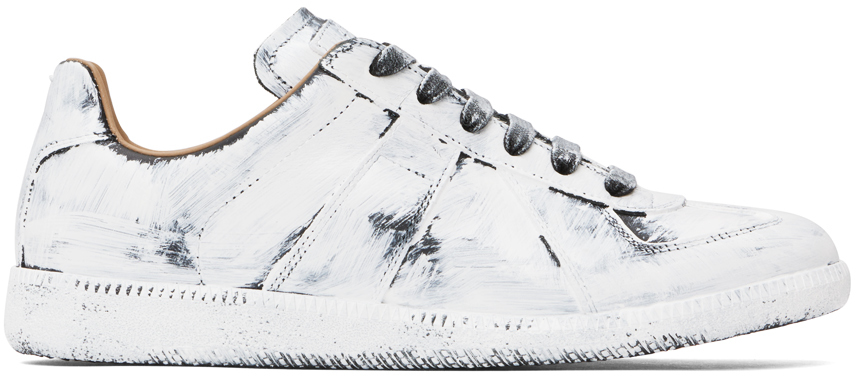 Shop Maison Margiela White Replica Sneakers In H8680 Black/glossy W