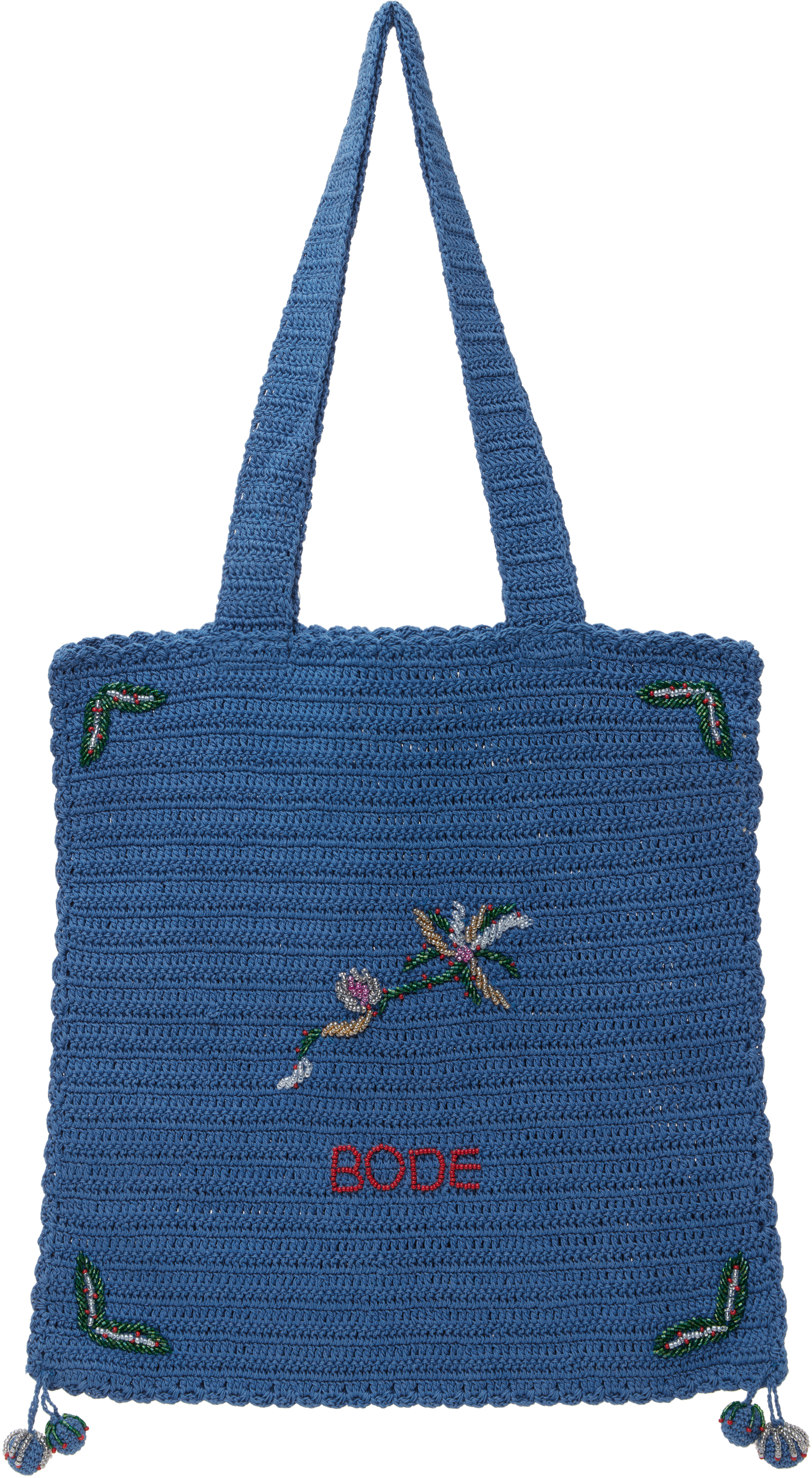 Shop Bode Blue Laurel Crochet Tote In Blue Blue