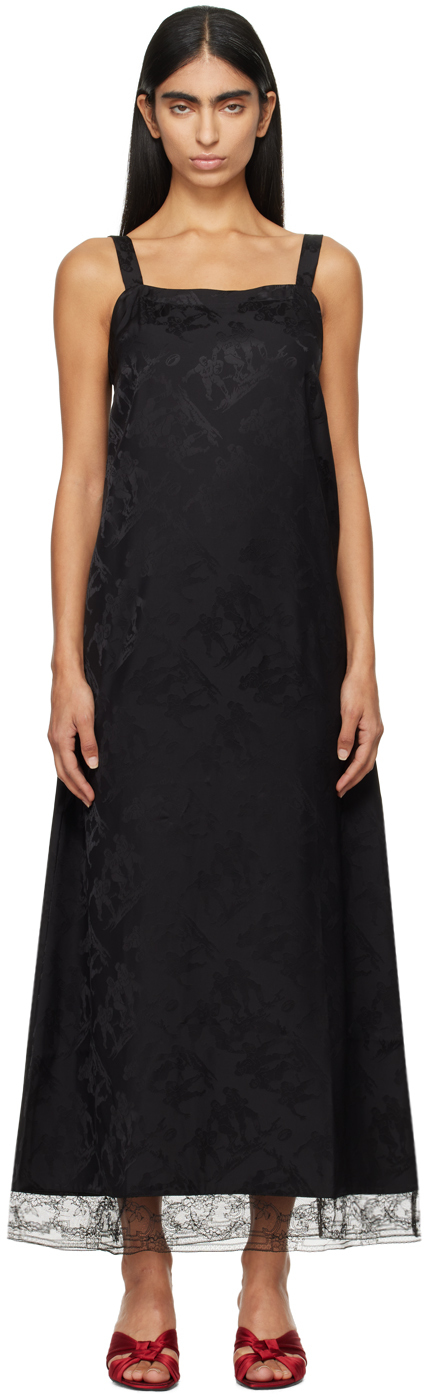 Shop Bode Black Football Jacquard Column Maxi Dress