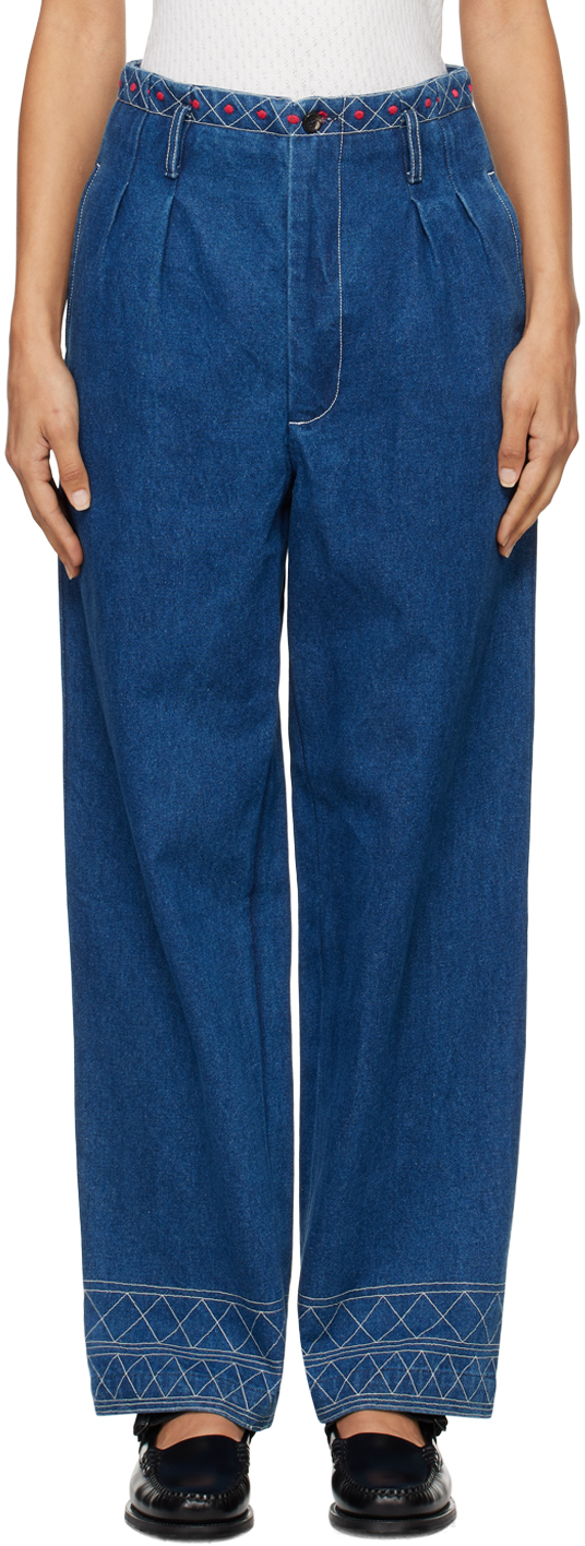 Blue Embroidered Murray Jeans