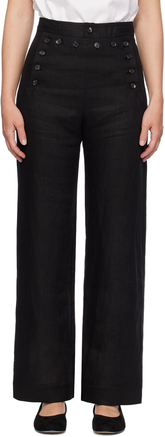 BODE BLACK LINEN SAILOR TROUSERS 