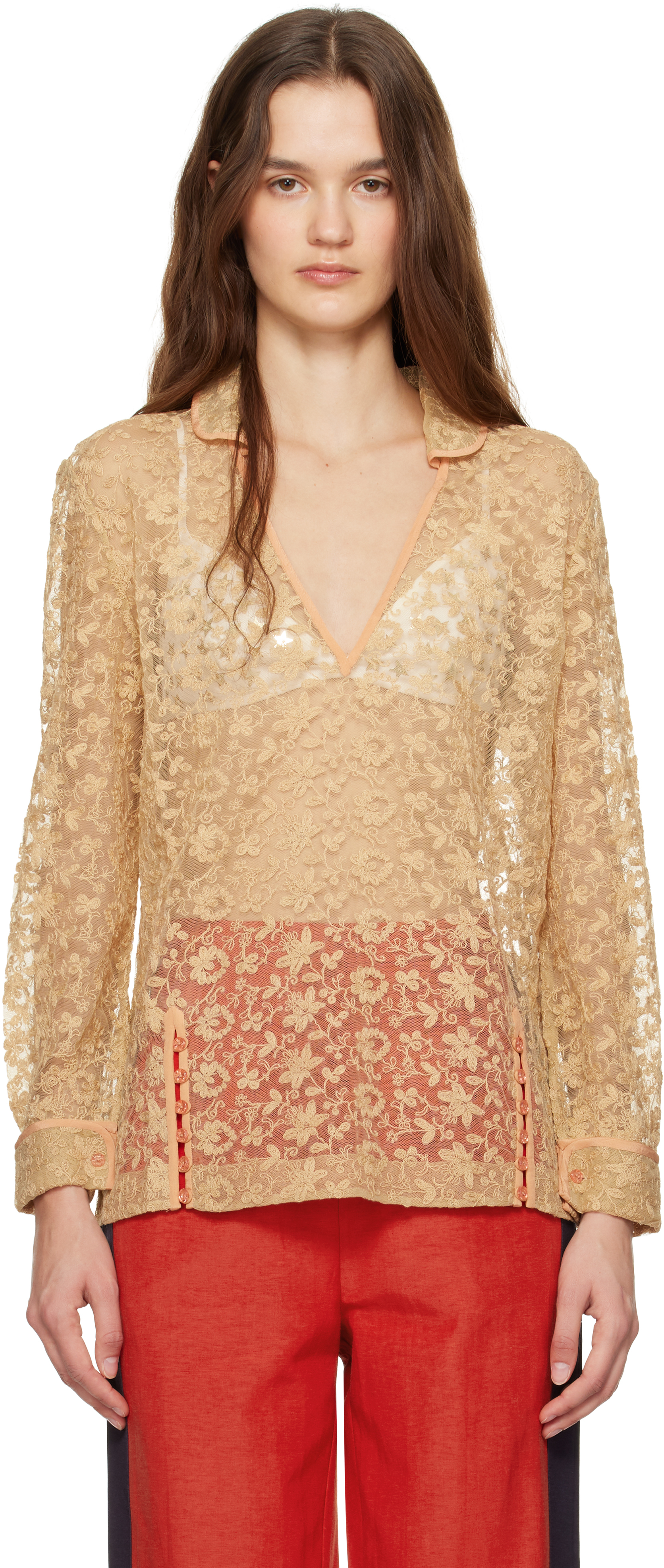 Beige Attic Lace Blouse