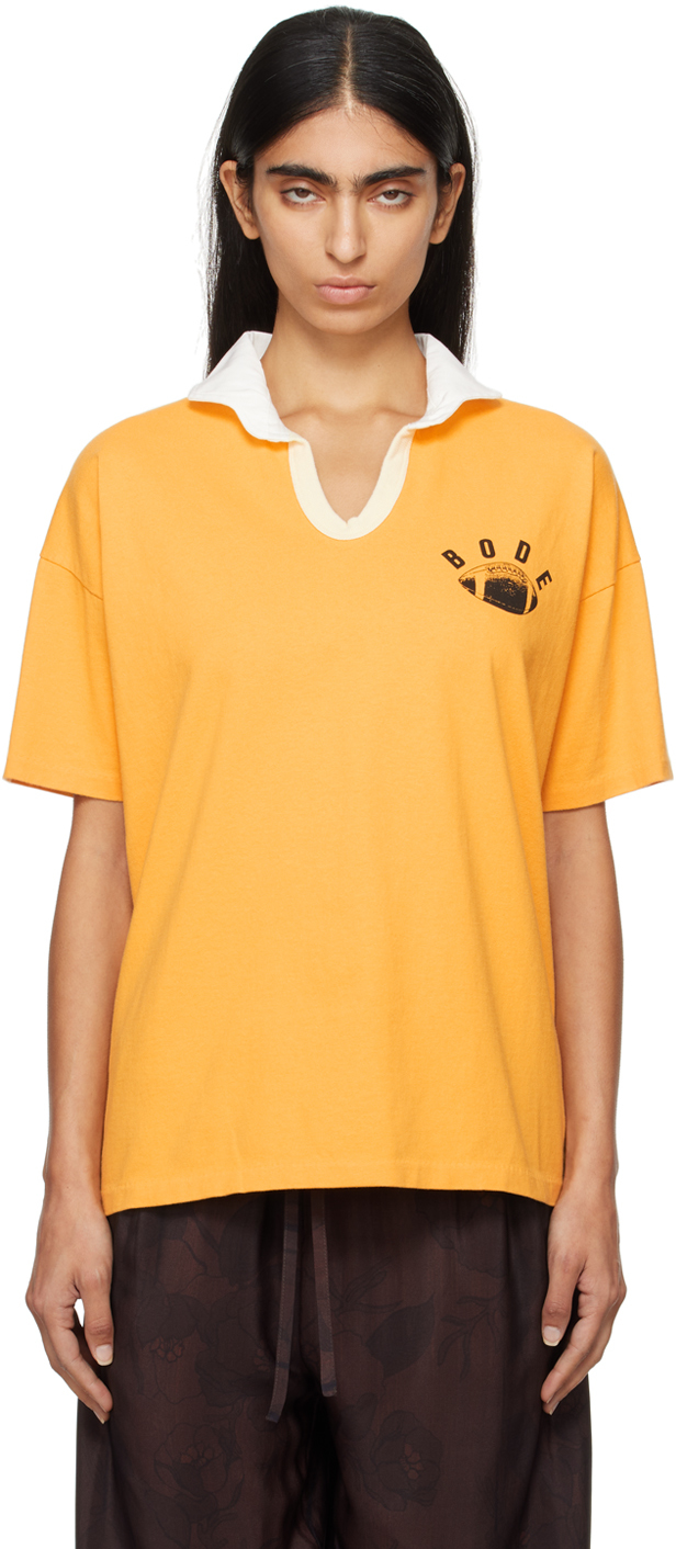 Shop Bode Yellow Worcester Polo In Gold