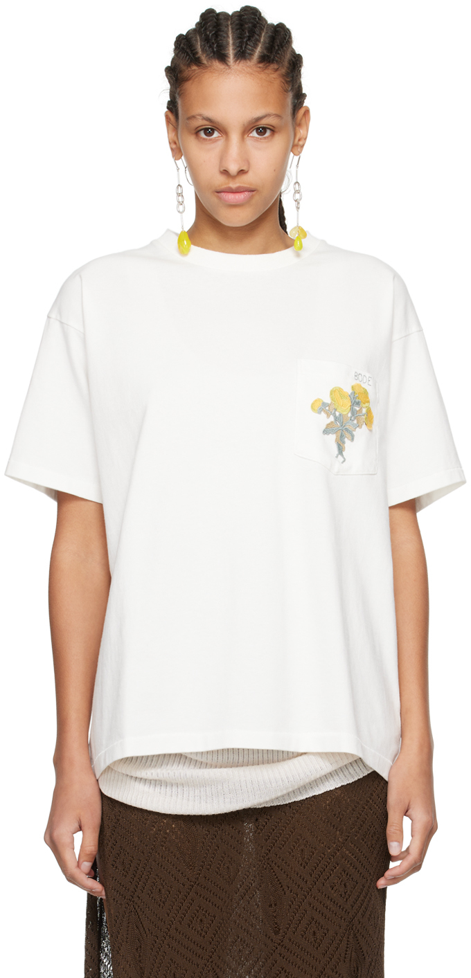 Shop Bode Off-white Bouquet T-shirt In Cream