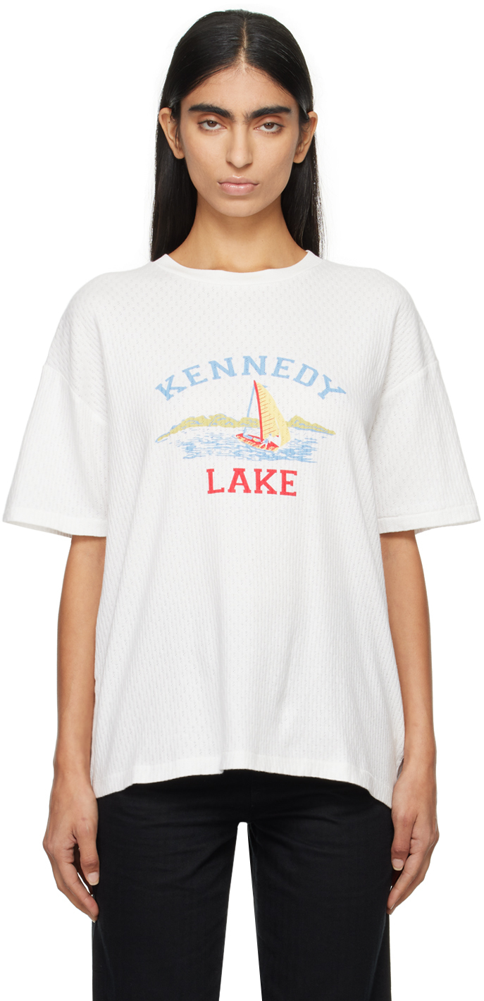 Shop Bode White 'kennedy Lake' T-shirt In Cream