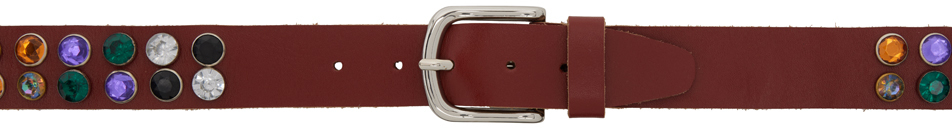 Shop Bode Burgundy Gem Stud Belt In Rdmlt