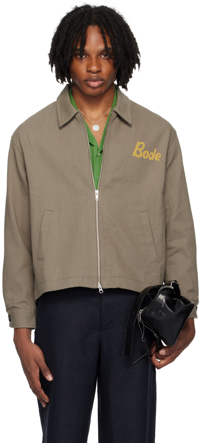 Shop Bode Taupe 'low Lying Summer Club' Jacket In Grey