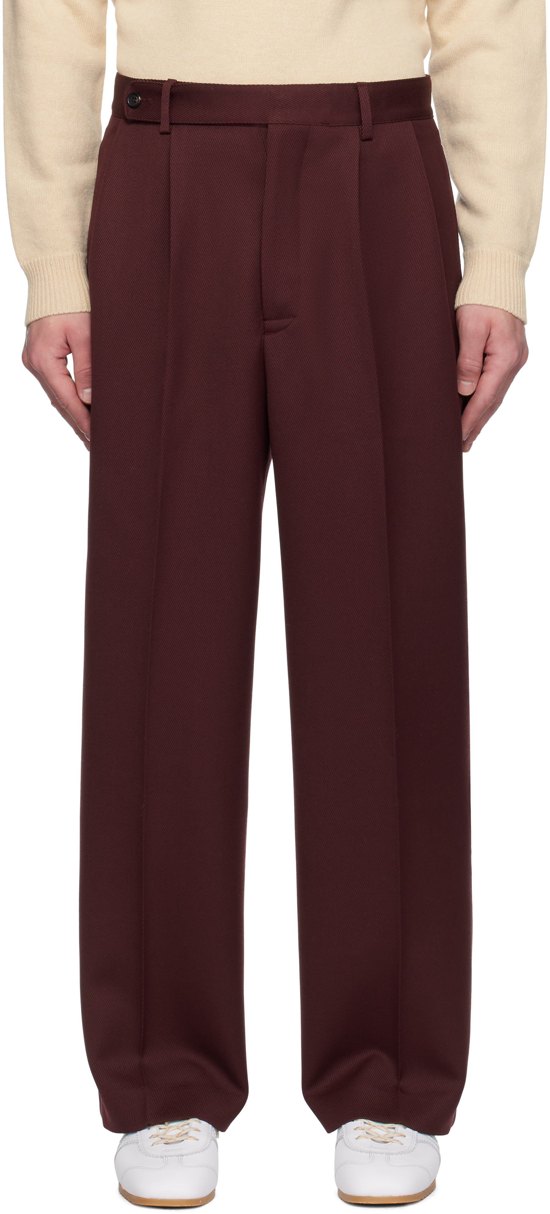 Burgundy Riding Twill Braided Trousers