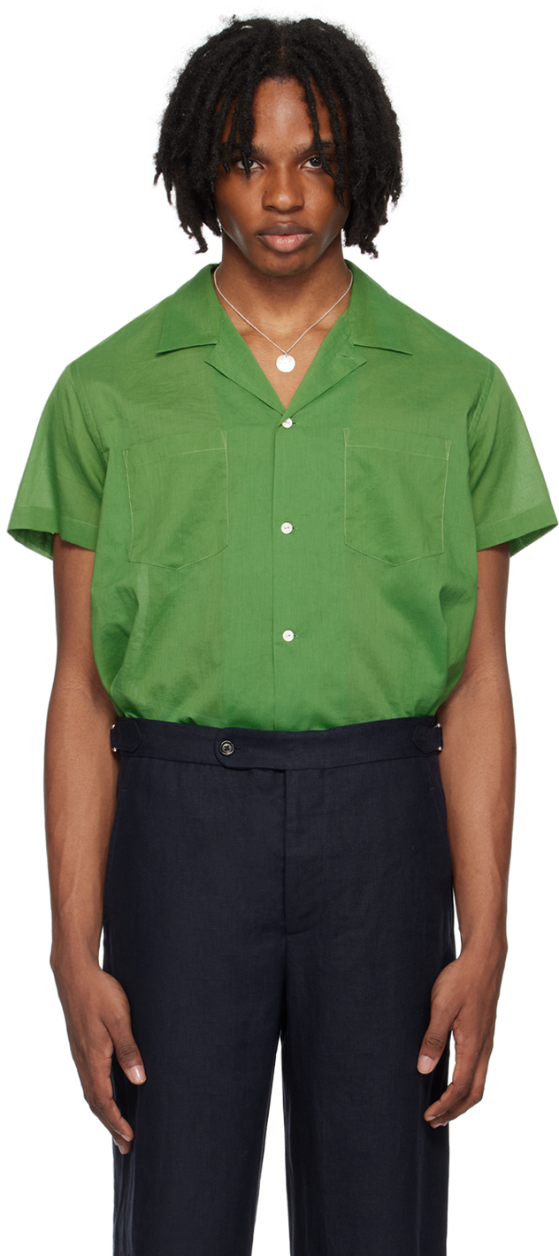 Shop Bode Green Boxy Shirt