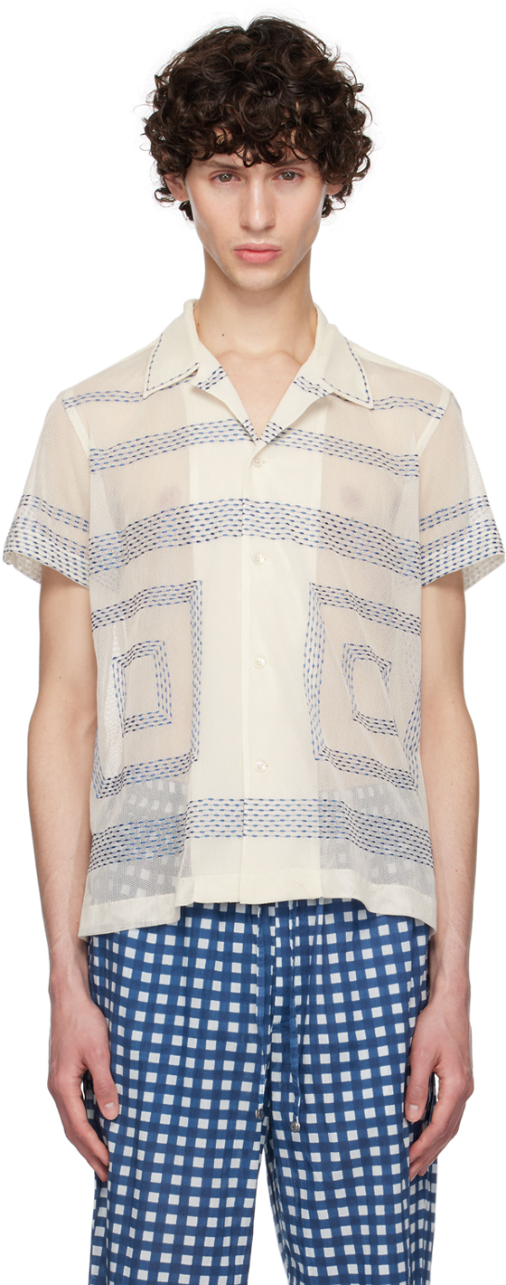 Shop Bode Off-white Tile Stitch Shirt In Multi