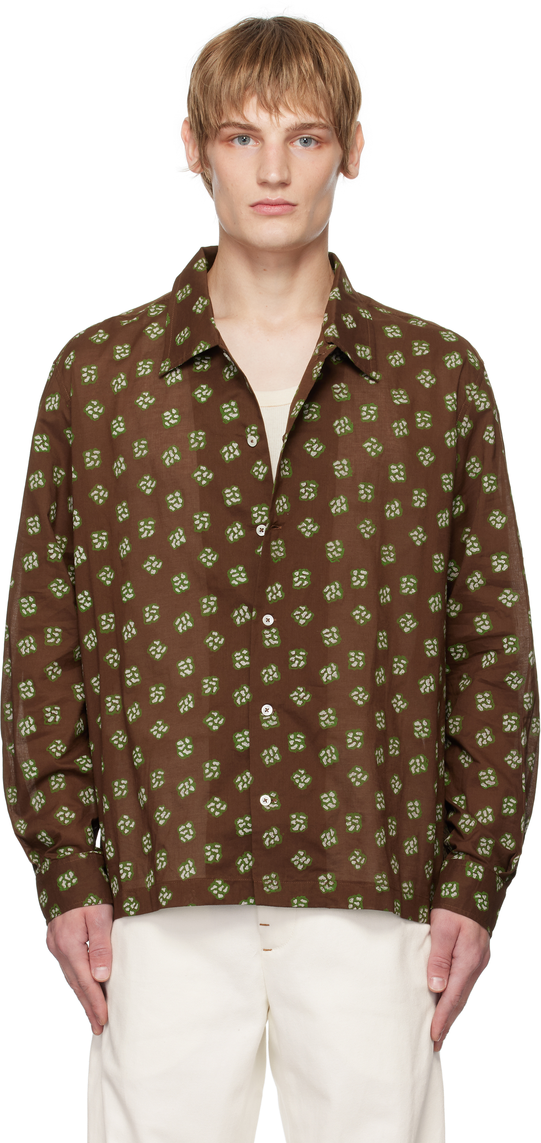 Shop Bode Brown Hop Tree Ls Shirt In Brown Multi