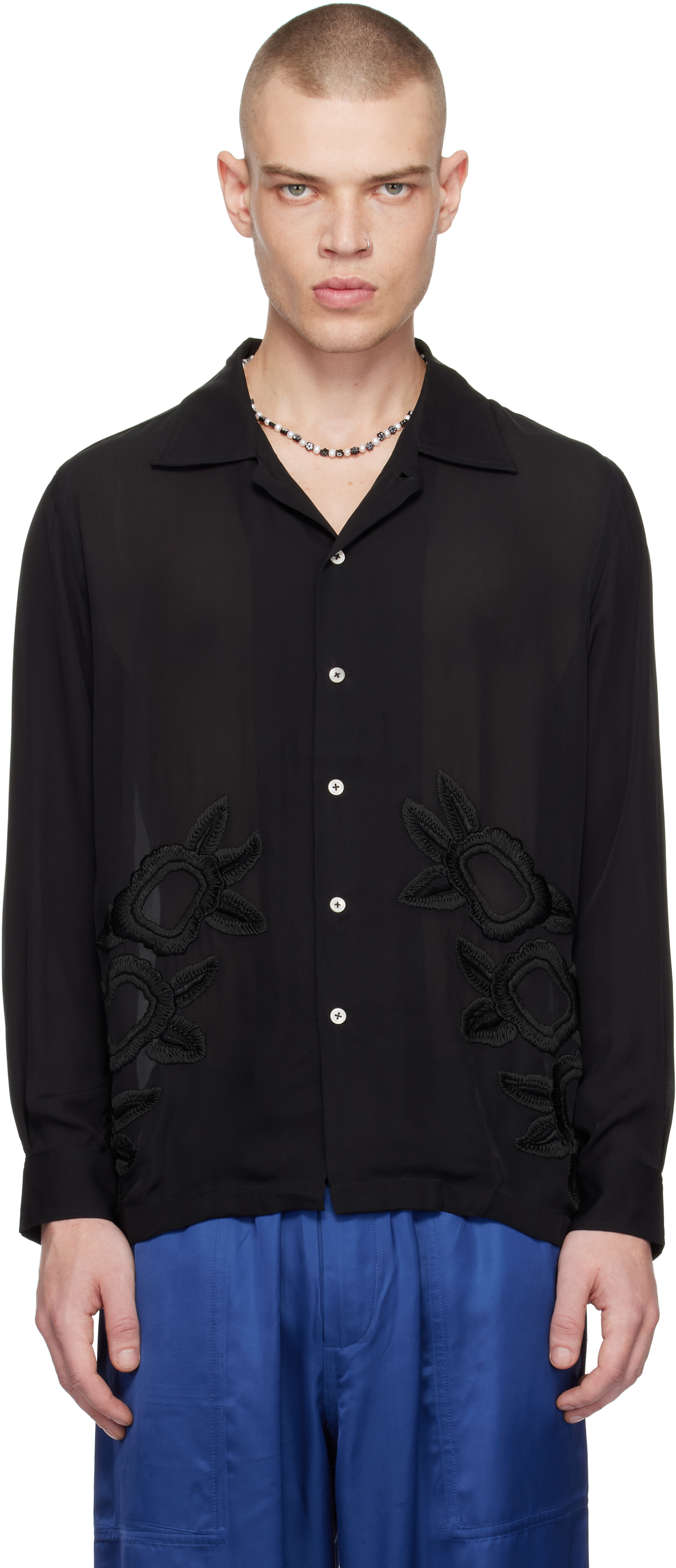 Black Midnight Daffodil Long Sleeve Shirt