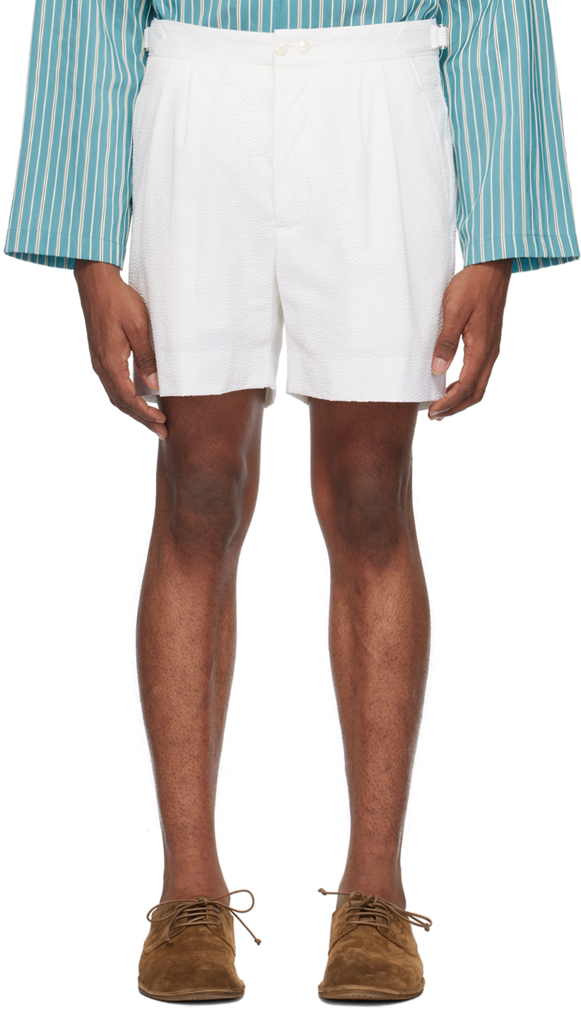 White Double-Button Shorts