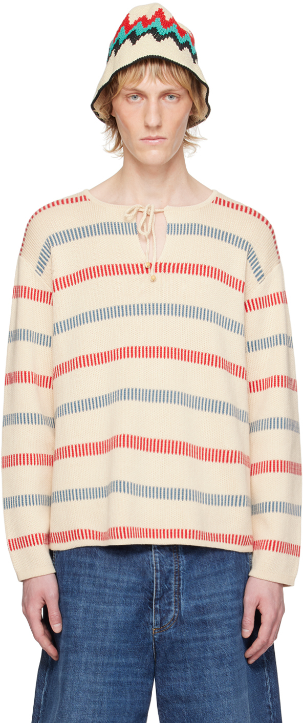 Shop Bode Off-white Bay Stripe Sweater In Crmlt