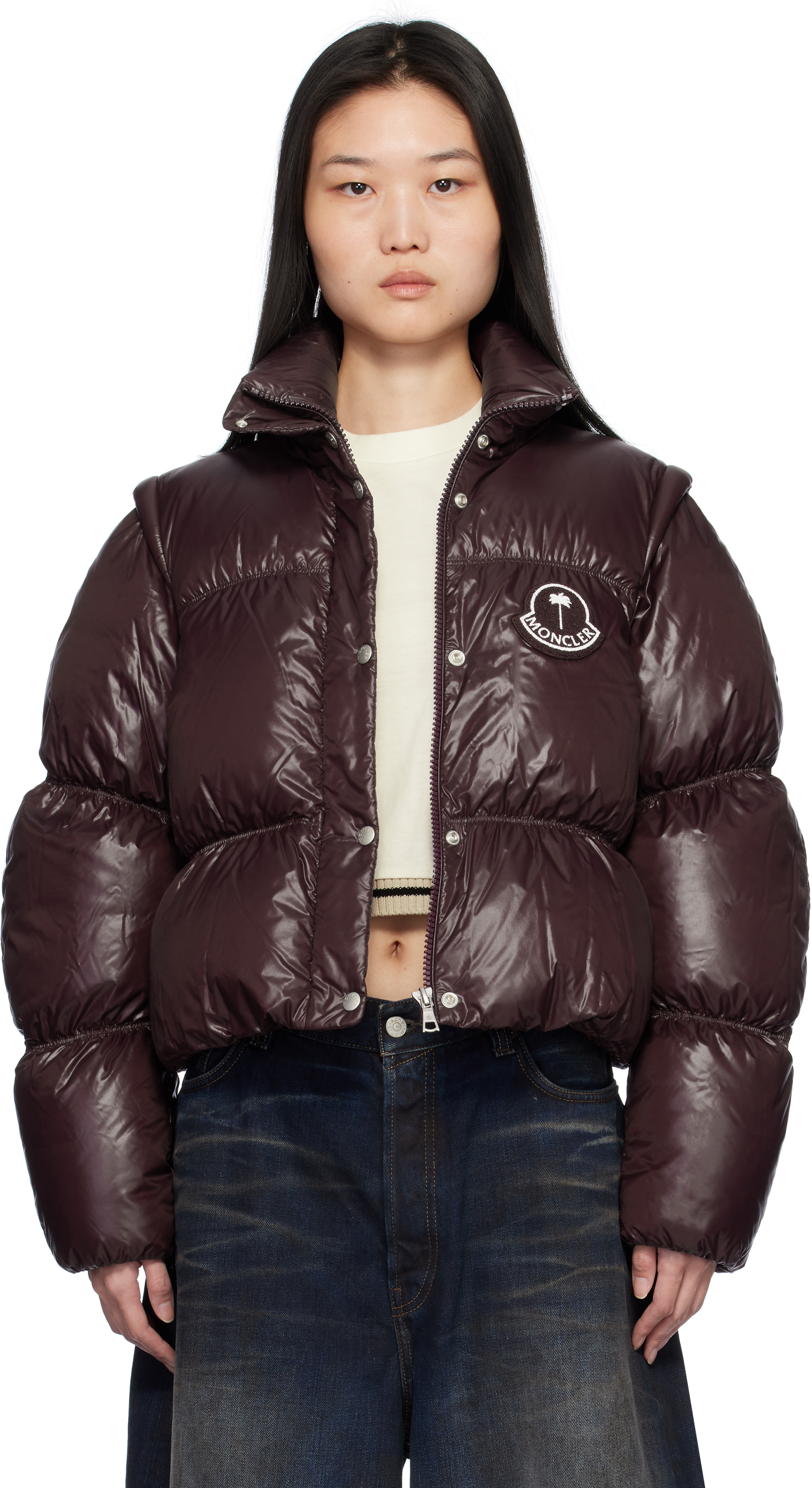 Moncler x Palm Angels Burgundy Noella Down Jacket