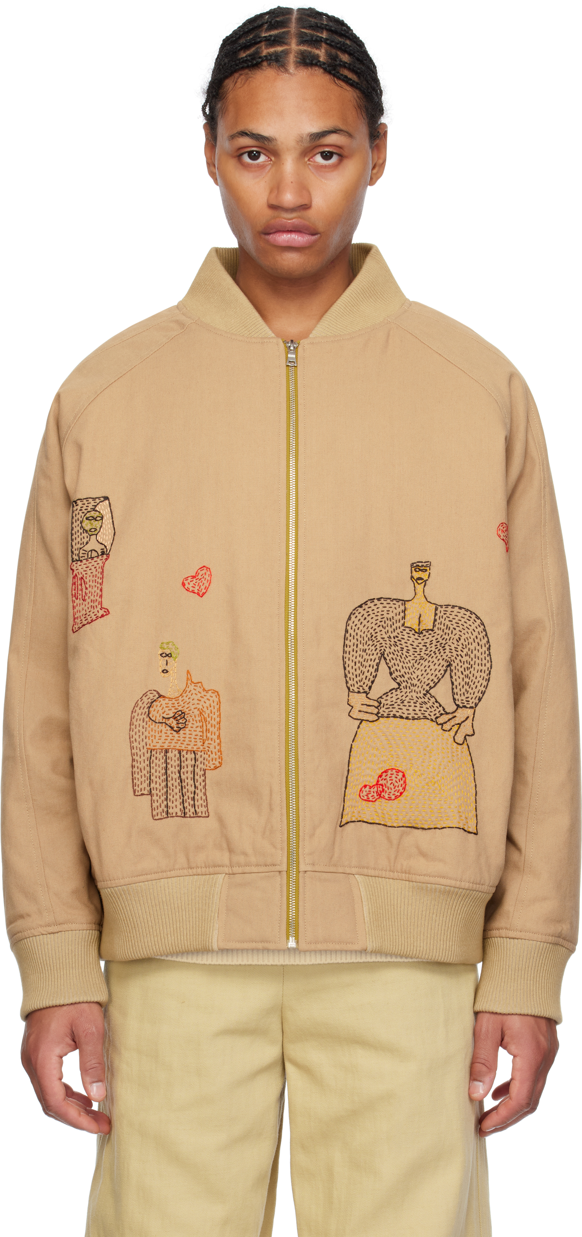 Beige Canvas 'Woman' Bomber Jacket