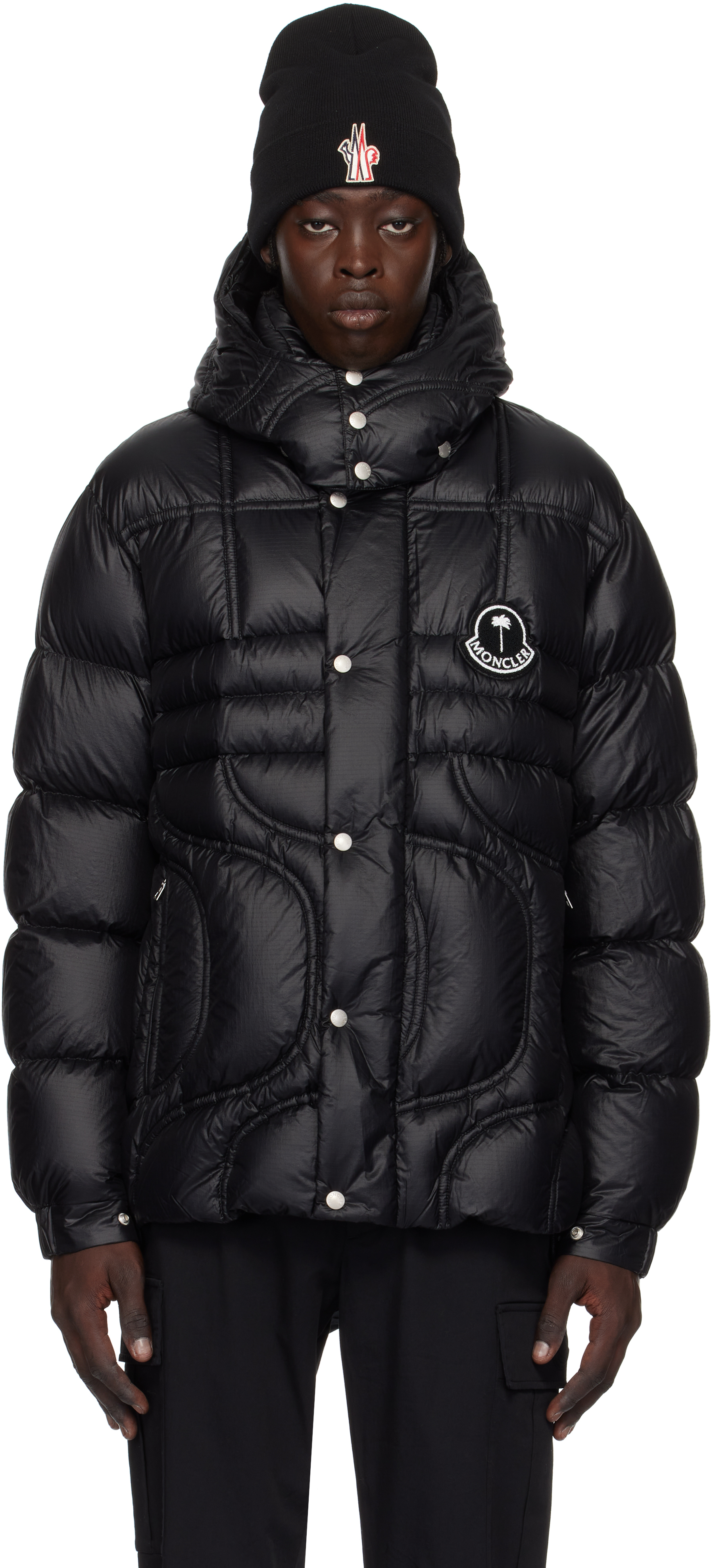 Moncler x Palm Angels Black Cherit Down Jacket