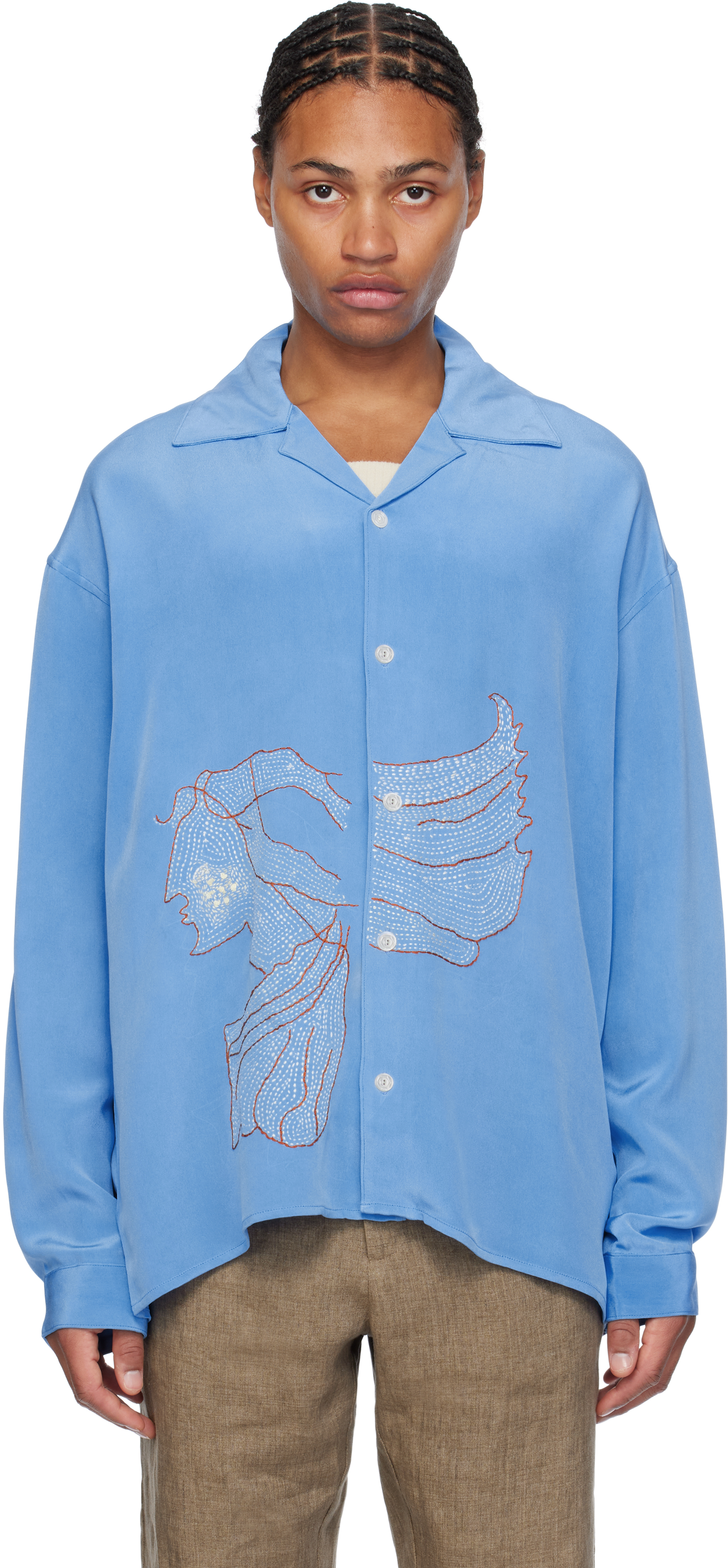 Blue Embroidered Shirt