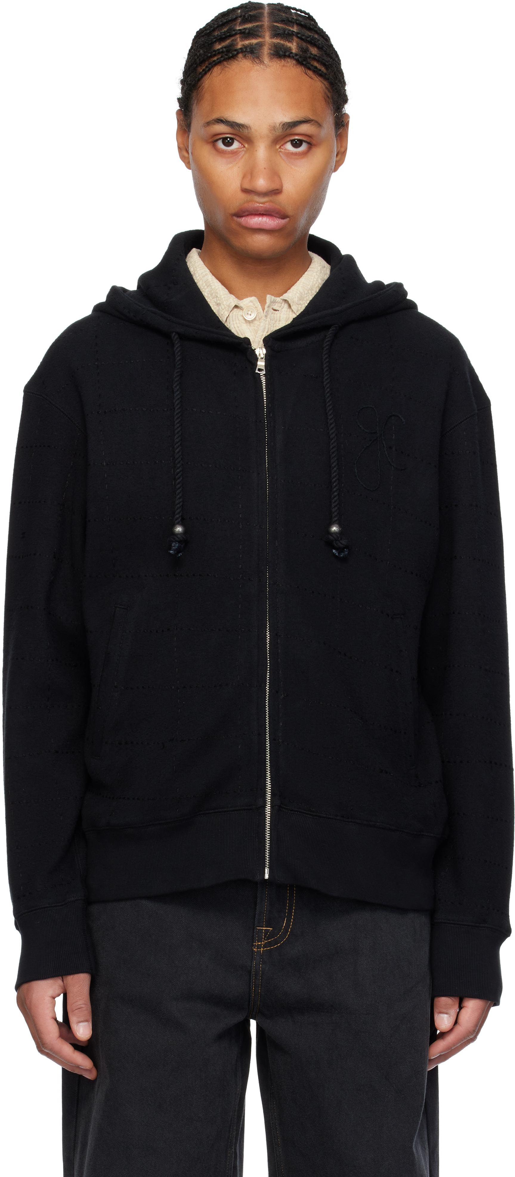 Glass Cypress Black Zip Up Hoodie