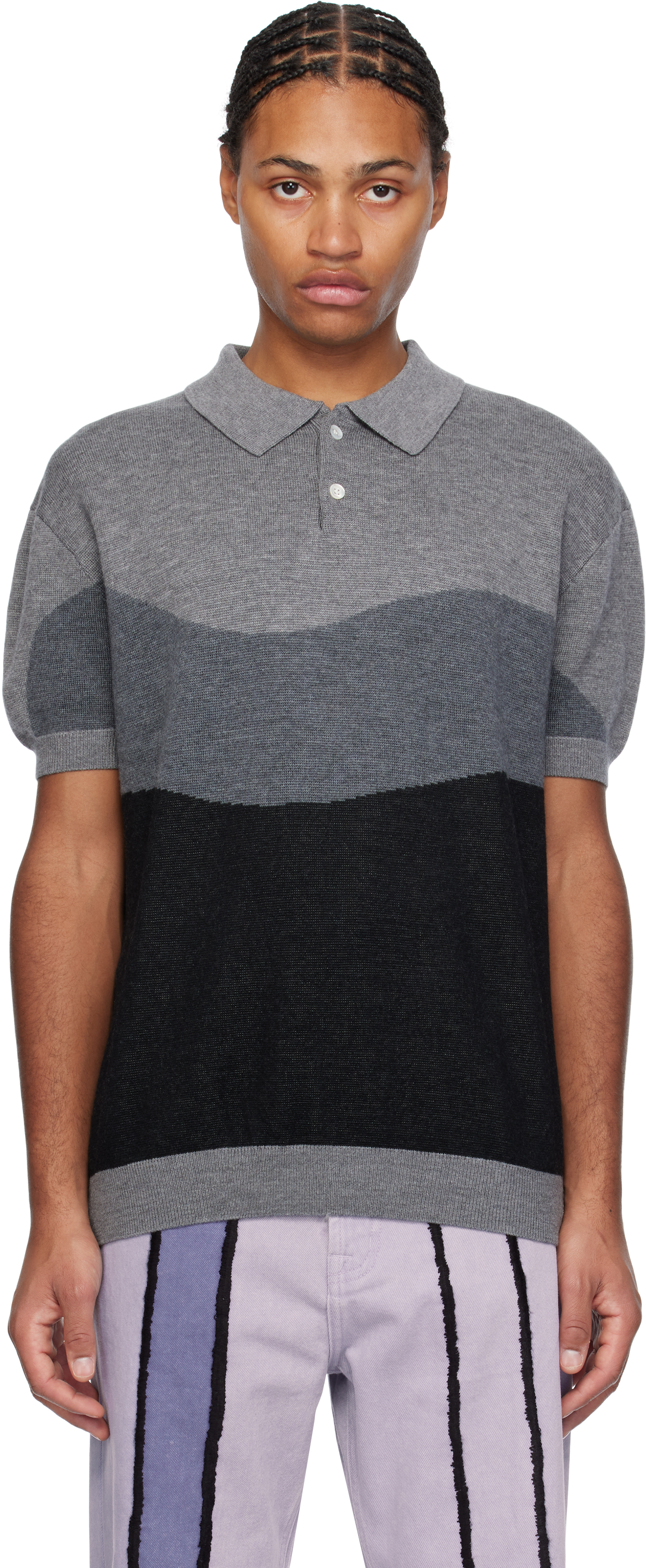 Glass Cypress Gray Knit Polo