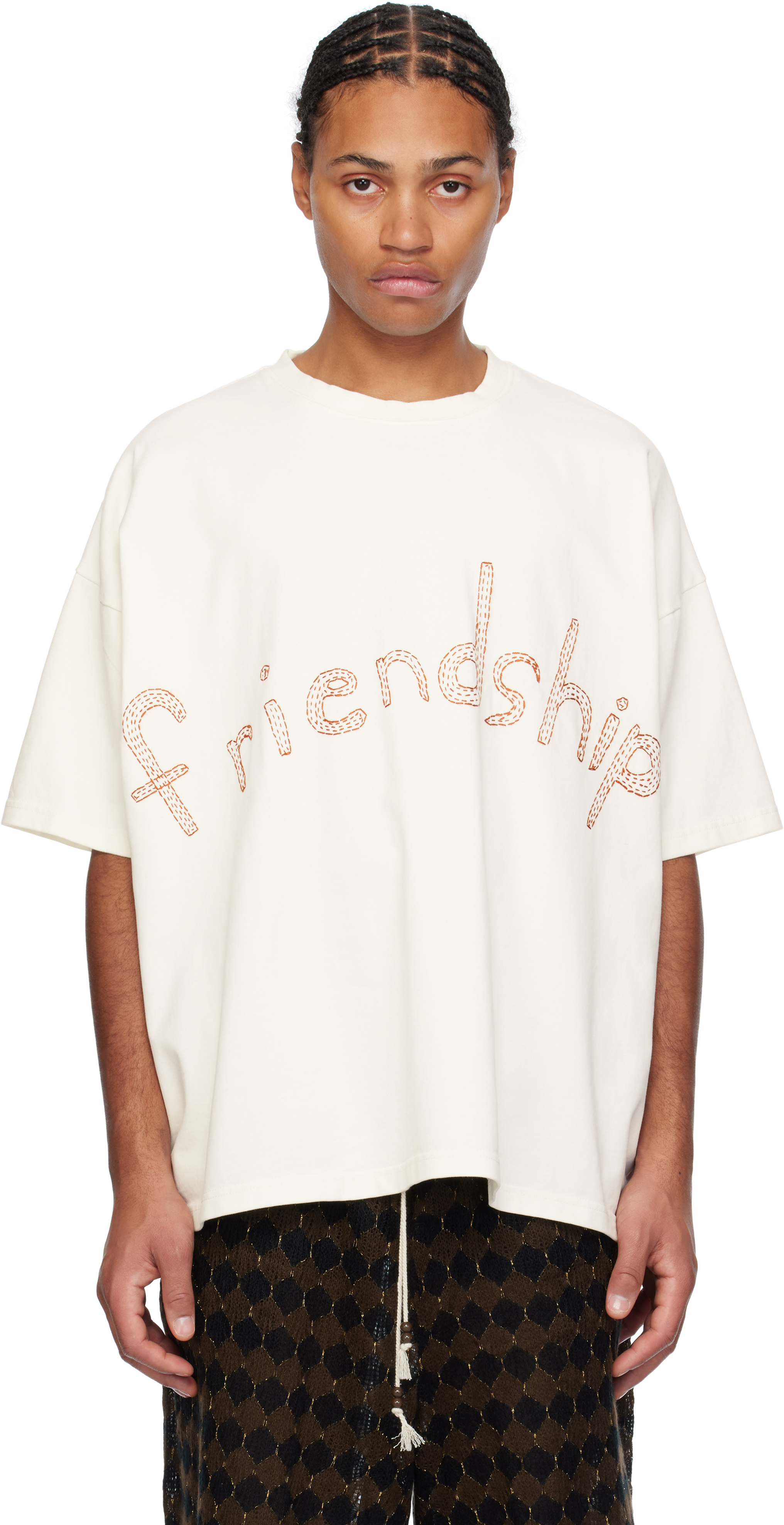 Shop Glass Cypress Ssense Exclusive Off-white 'friendship' T-shirt In Ivory