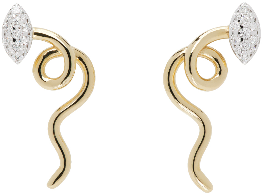 Gold Vine Pavé Earrings