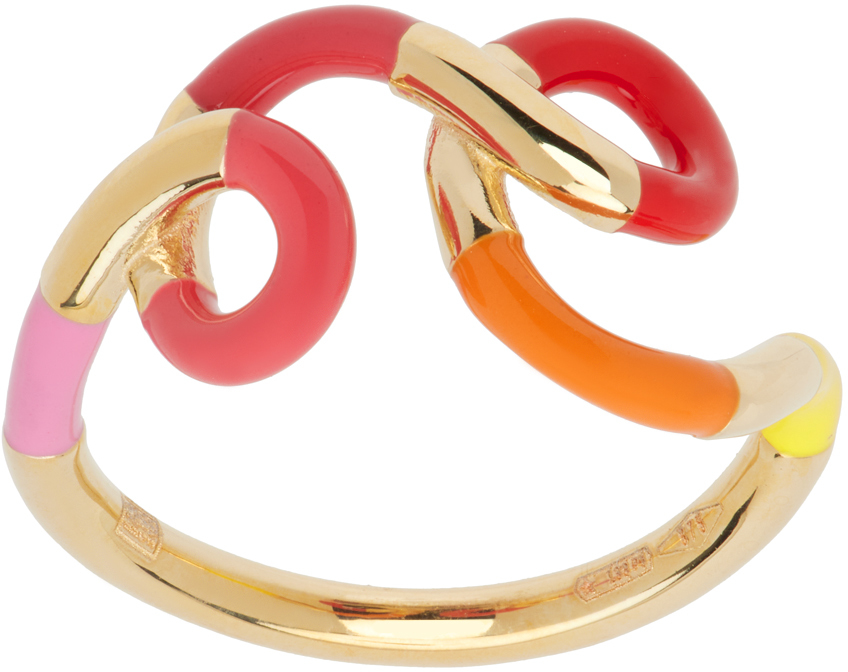Bea Bongiasca Gold Tetradic Ring In Pink / Yellow