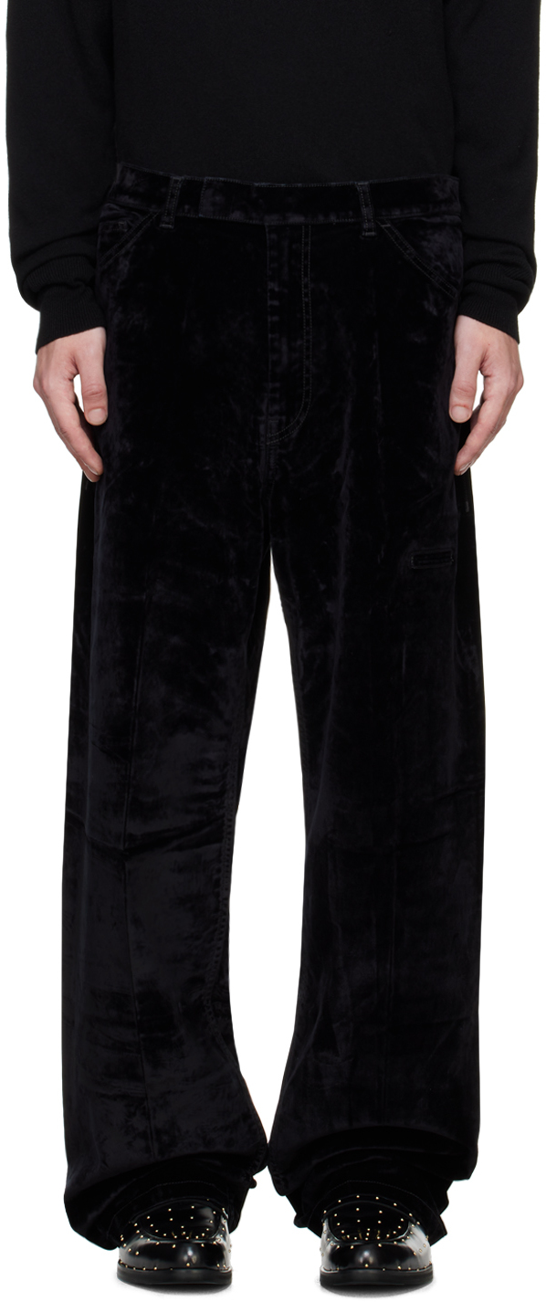 Shop Random Identities Black Velvet Jeans