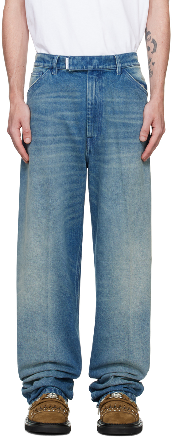 Shop Random Identities Blue Washed Jeans