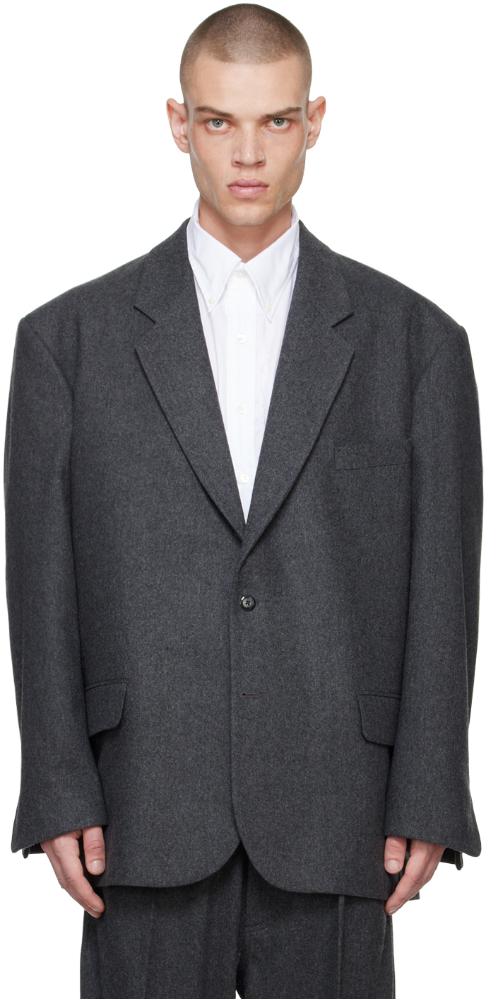 Shop Random Identities Gray 80s Blazer In Dark Grey