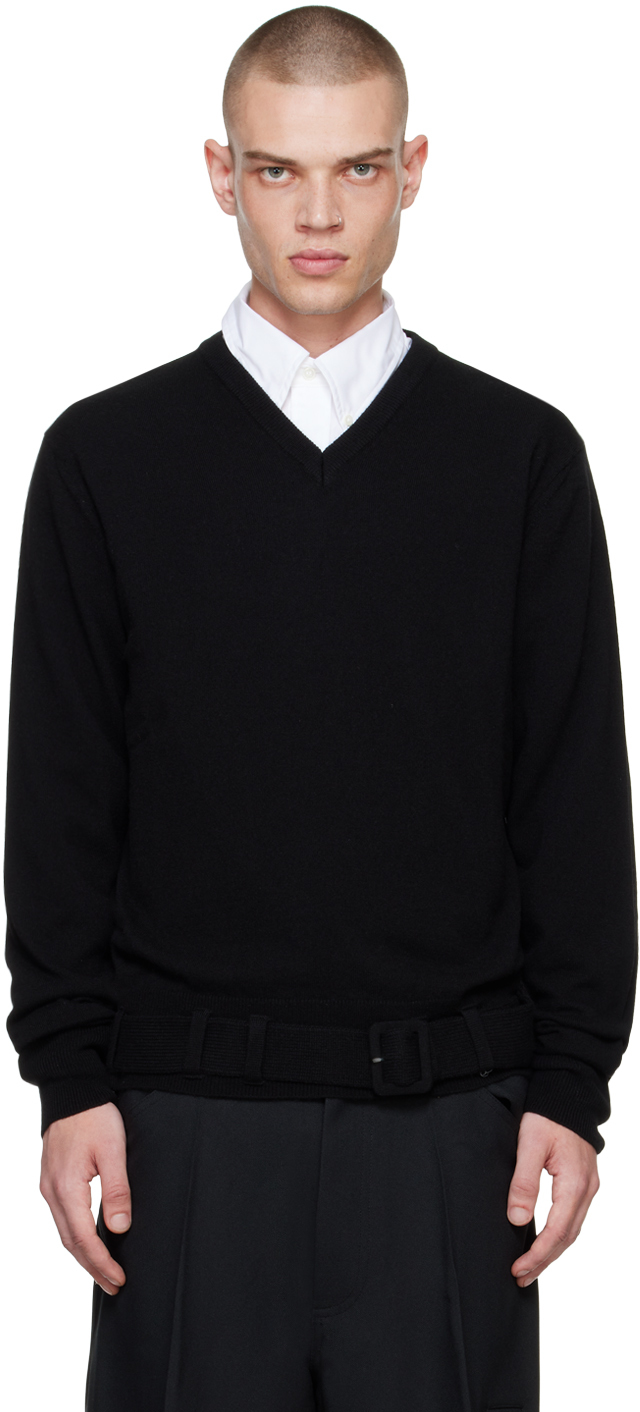 Shop Random Identities Black Belted Sweater