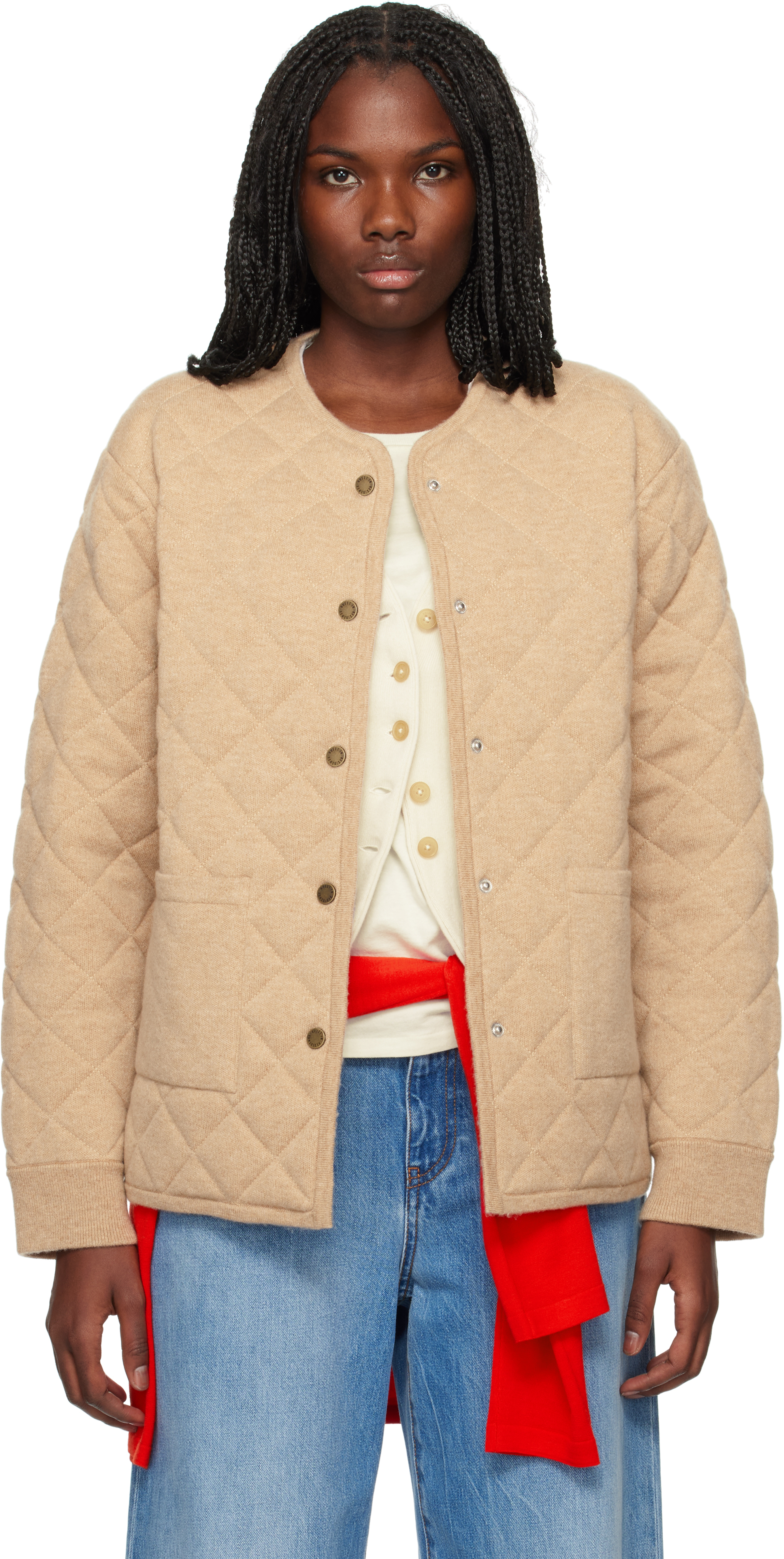 Shop Guest In Residence Beige Quilted Liner Jacket In Dun Dune