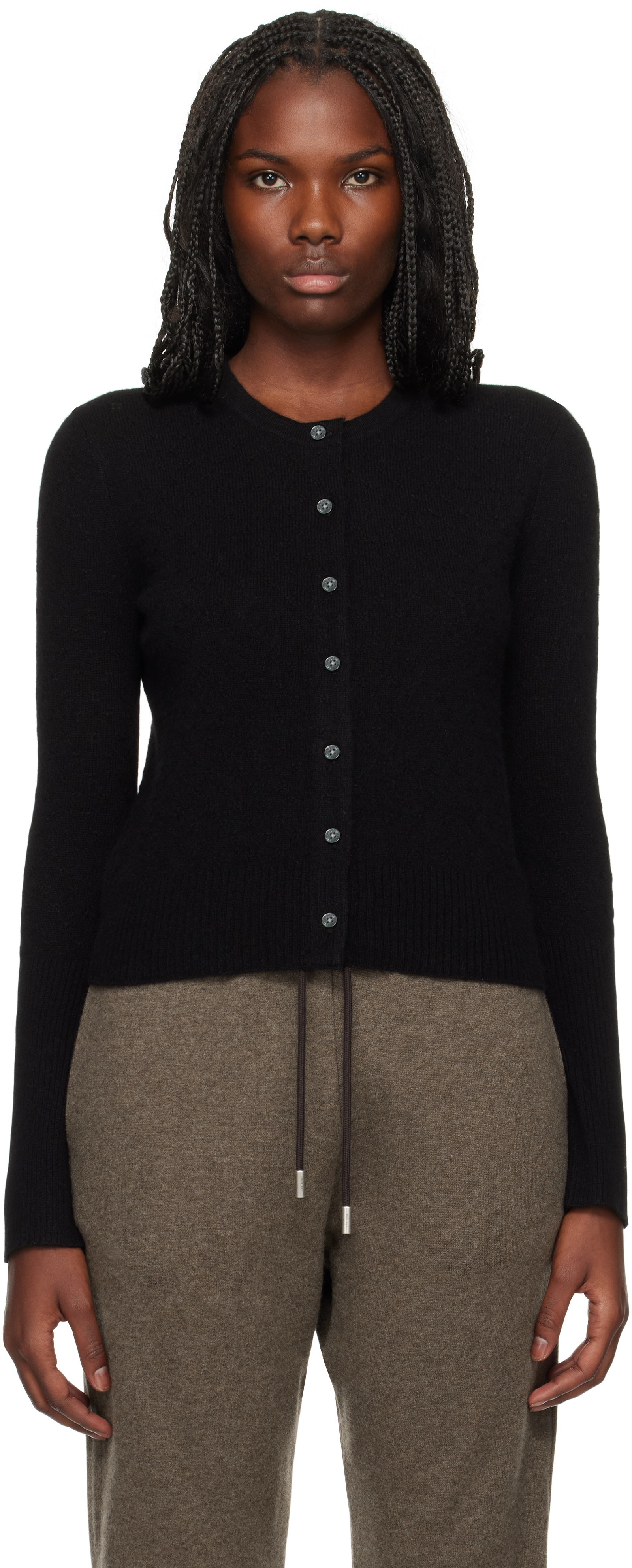 Shop Guest In Residence Black Jane Pointelle Cardigan In Bla Black