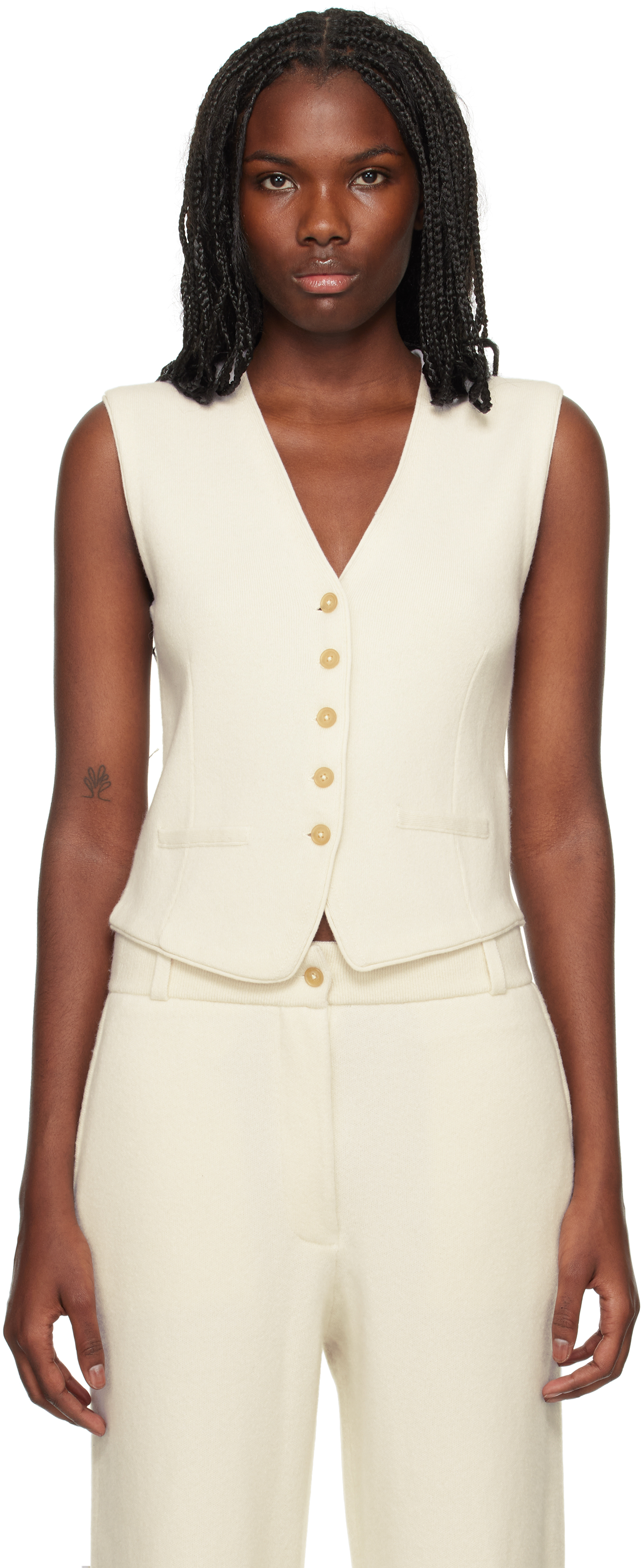 Shop Guest In Residence Off-white Tailored Vest In Cre Cream