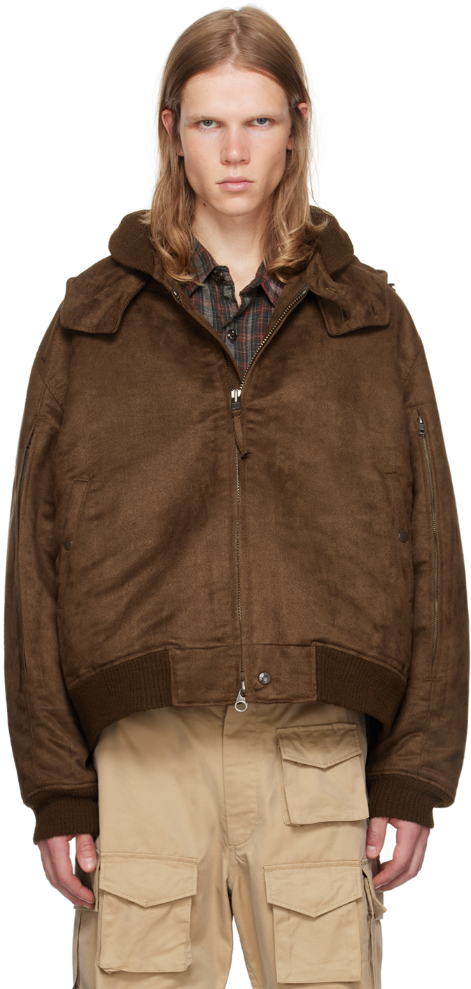 Brown LL Faux-Suede Bomber Jacket