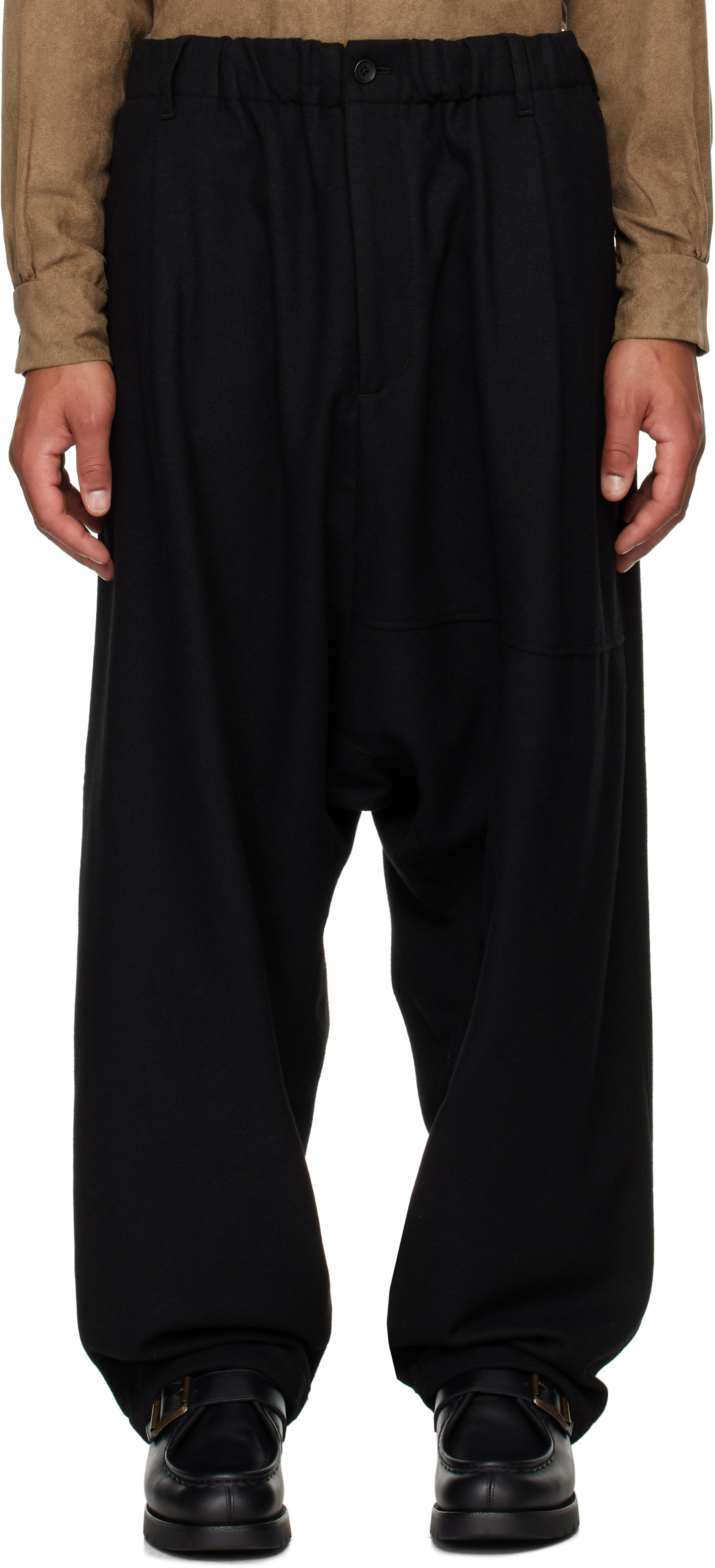 Black Flannel Sarrouel Trousers