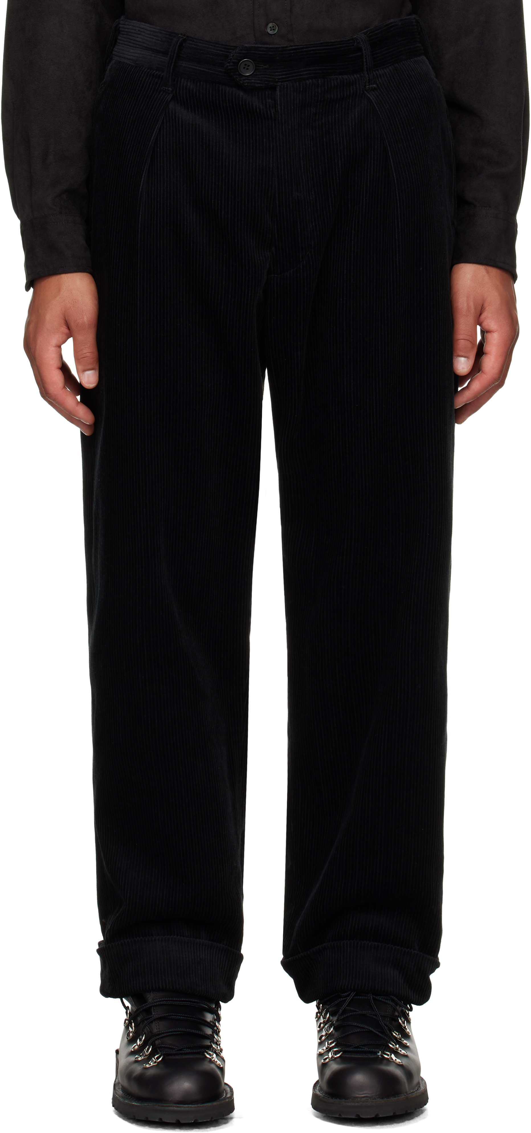 Engineered Garments Black Corduroy Carlyle Trousers In Wp011 Black Cotton 8