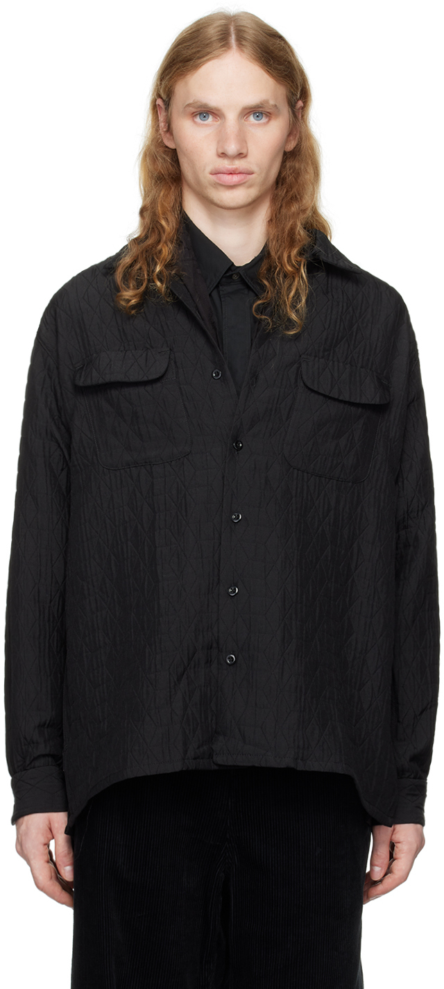 Shop Engineered Garments Black Classic Shirt In Kt046 Black Polyeste