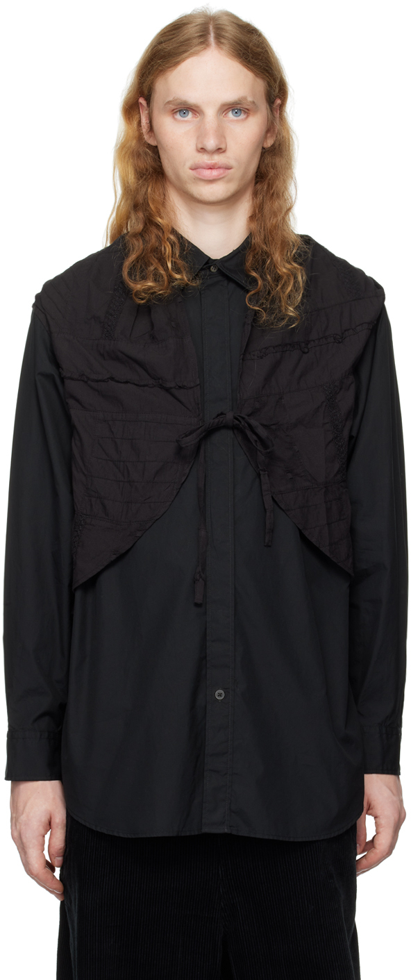 Shop Engineered Garments Black Shawl Shirt In Et011 A - Black 100'