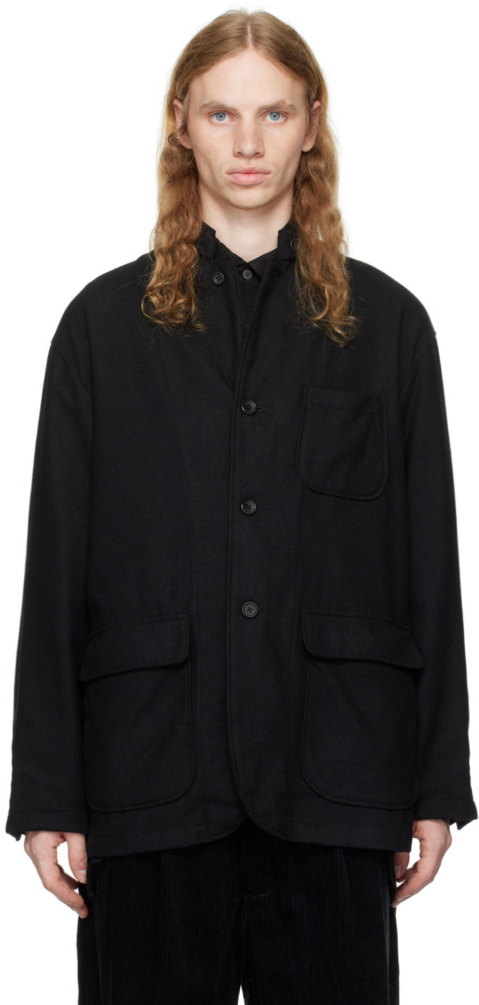 Shop Engineered Garments Black Loiter Jacket In Sd045 Black Solid Po