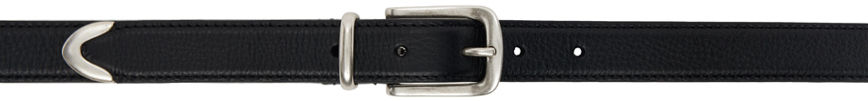 Black Narrow Stitch Trimmed Belt