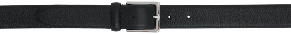 Black Grained Leather Belt