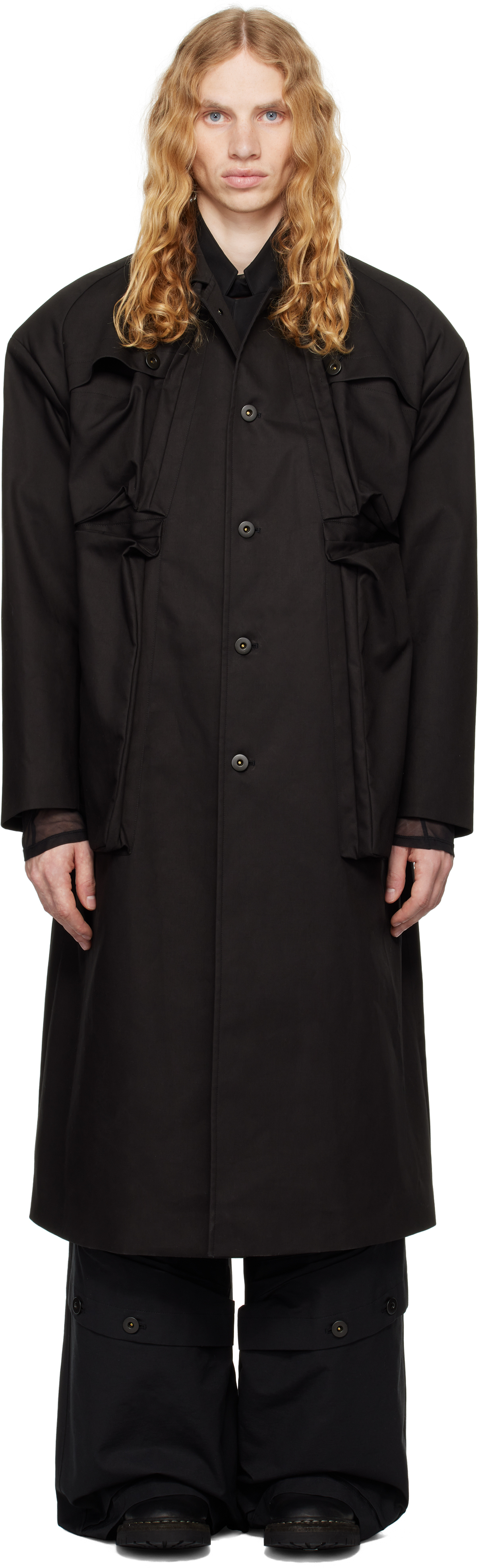 Shop Carnet-archive Black Mass Oversized Trench Coat